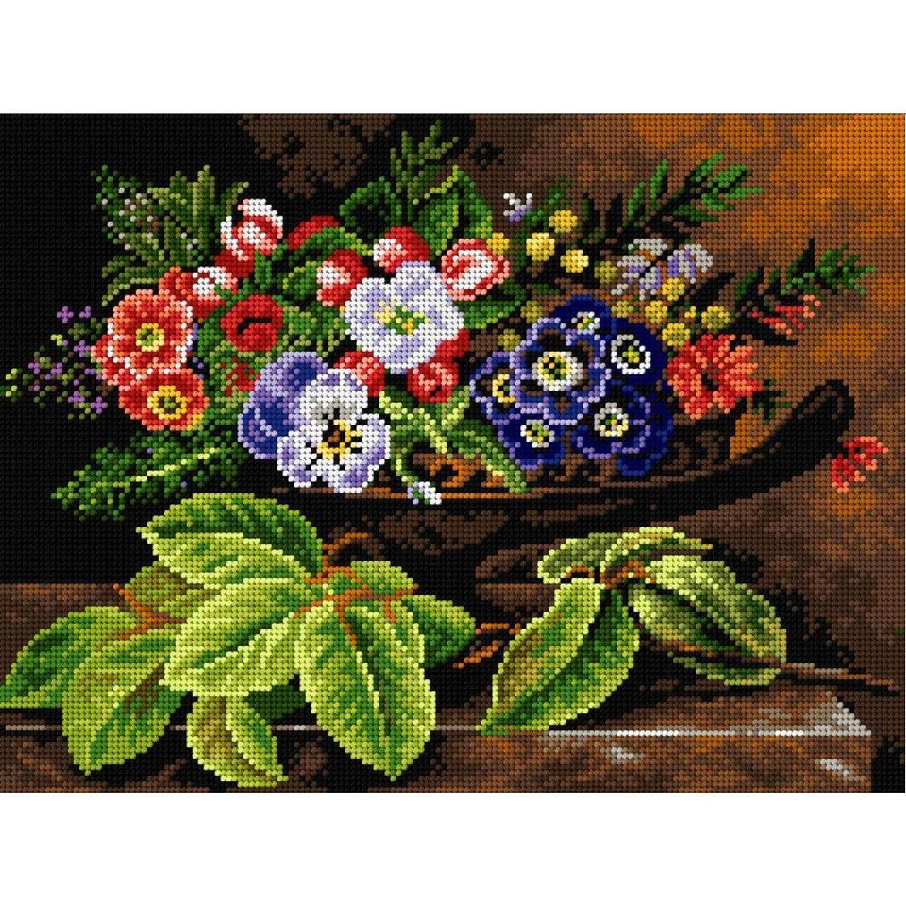 Orchidea Gobelin Johan Laurentz Jensen- Still Life with Flowers Halfstitch Canvas